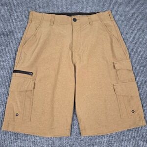 Ironman‎ Mens Performance Cargo Shorts Tan Brown Stretch Hiking Size 32 26857